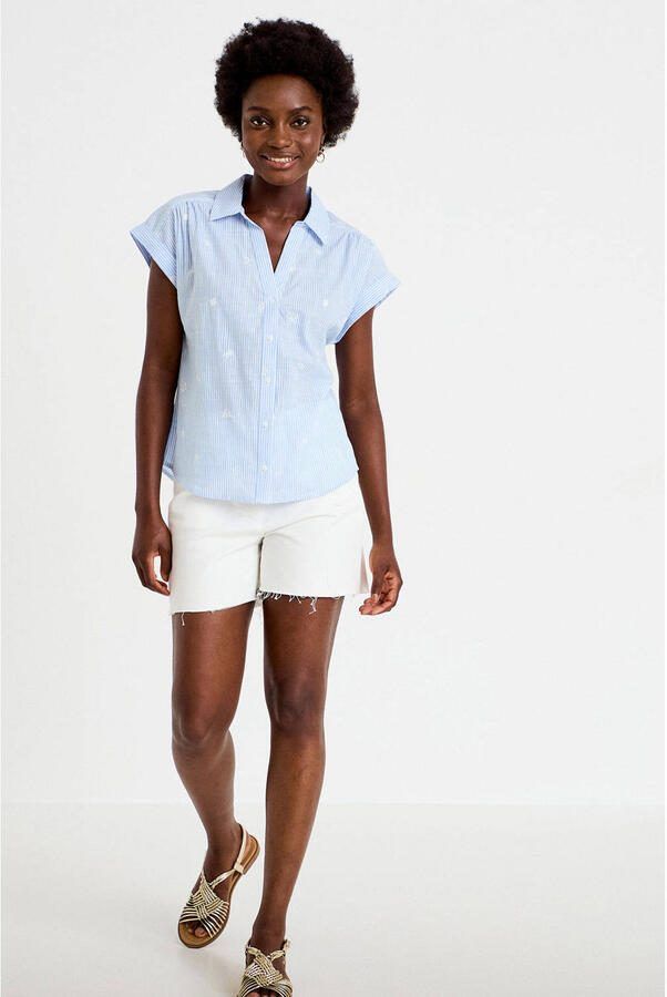 Cache gestreepte blouse met borduursels lichtblauw - Foto 3