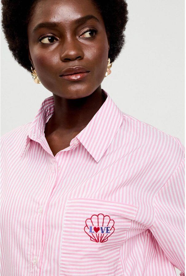 Cache gestreepte blouse roze - Foto 2