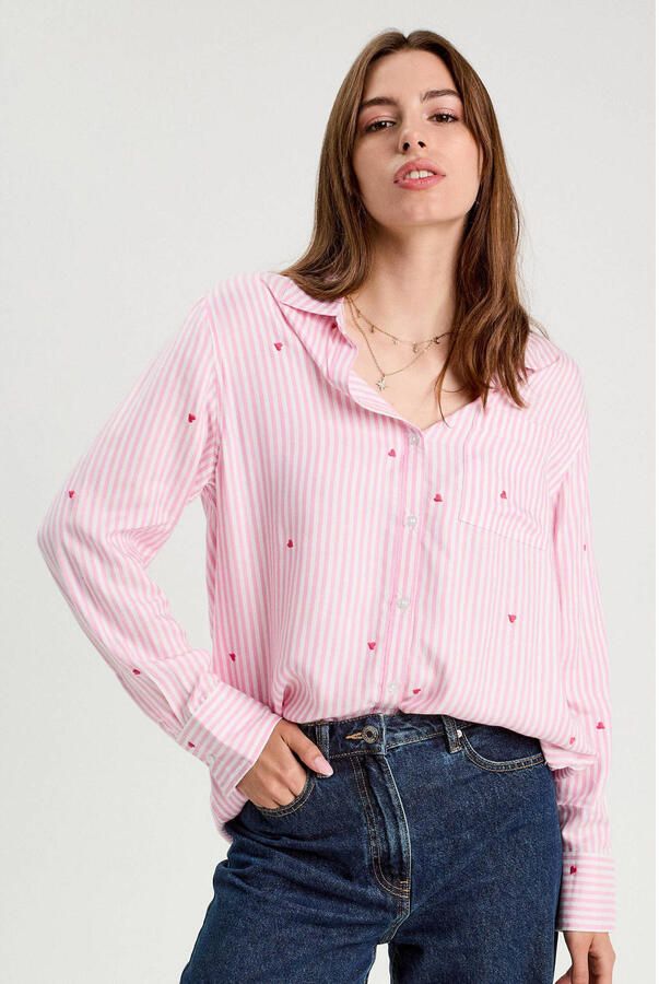 Cache gestreepte blouse roze - Foto 2