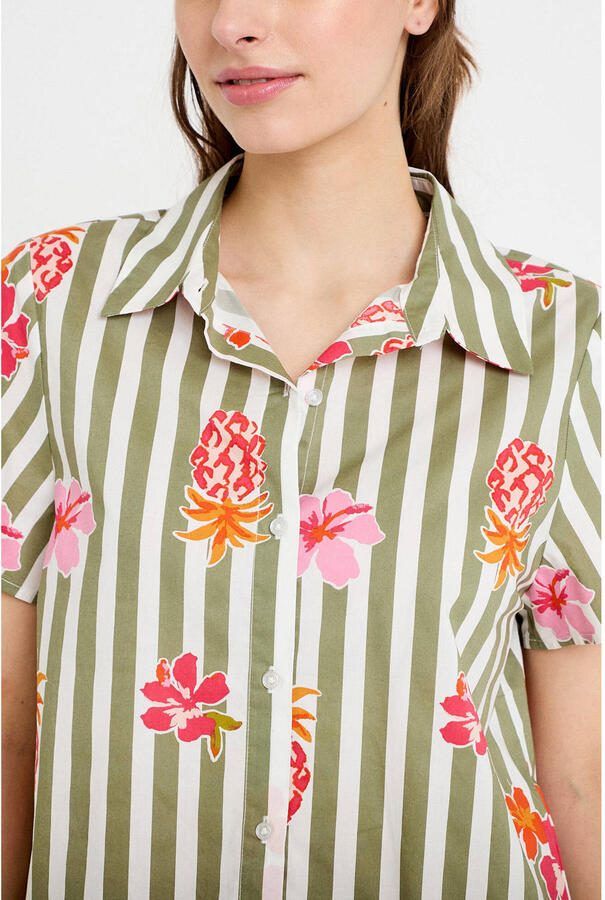 Cache gestreepte gebloemde blouse groen - Foto 2