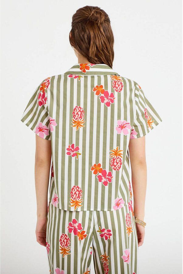 Cache gestreepte gebloemde blouse groen - Foto 3