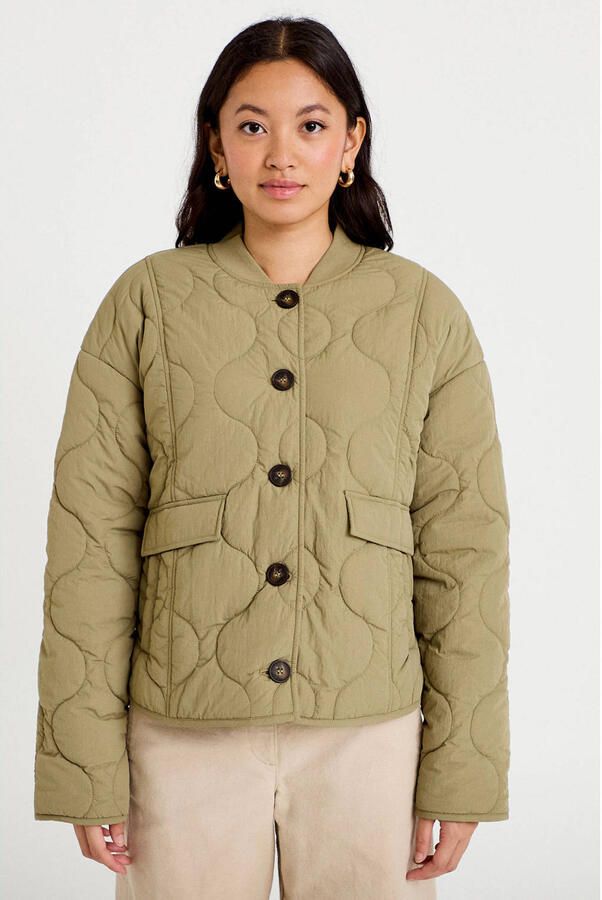 Cache gewatteerde quilted jas lichtgroen