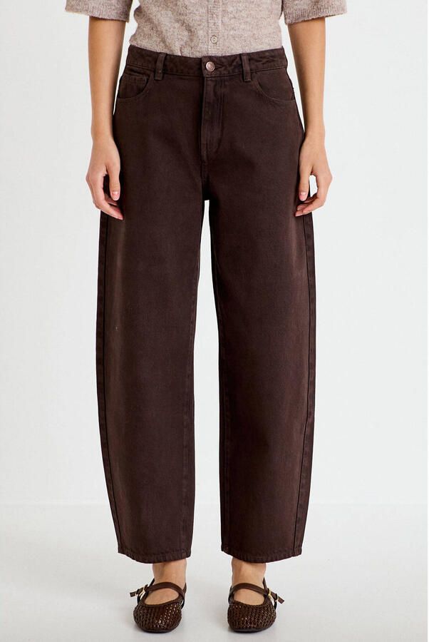Cache high waist barrel jeans donkerbruin