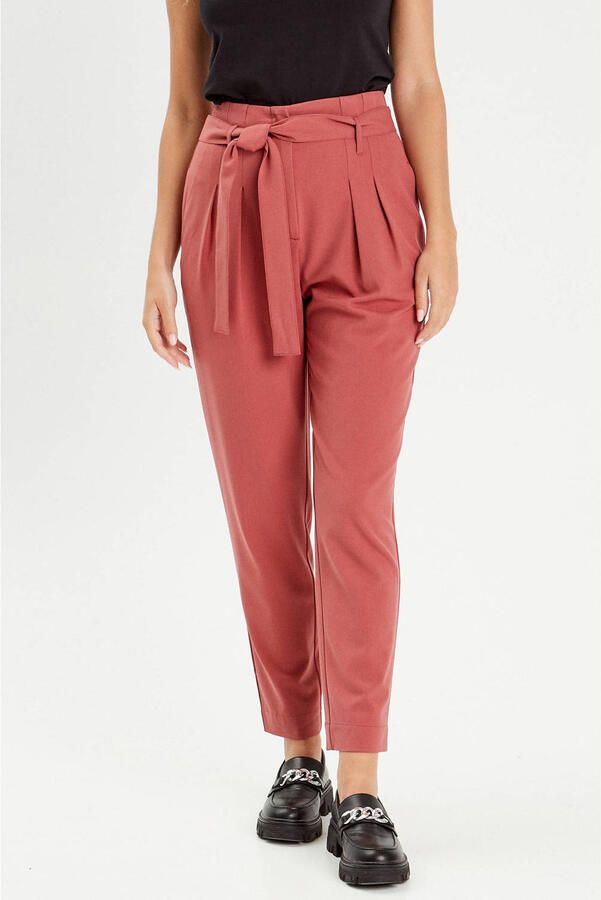 Cache high waist regular fit pantalon brique