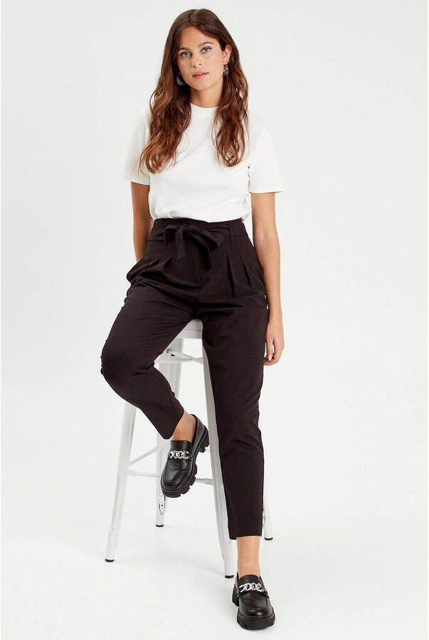 Cache high waist regular fit pantalon zwart - Foto 2