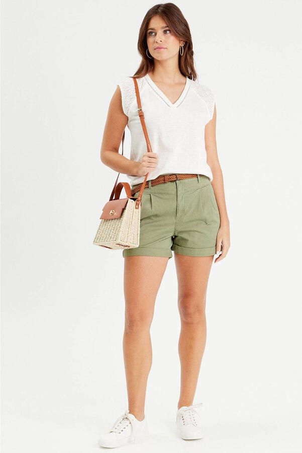 Cache high waist regular fit short groen - Foto 2