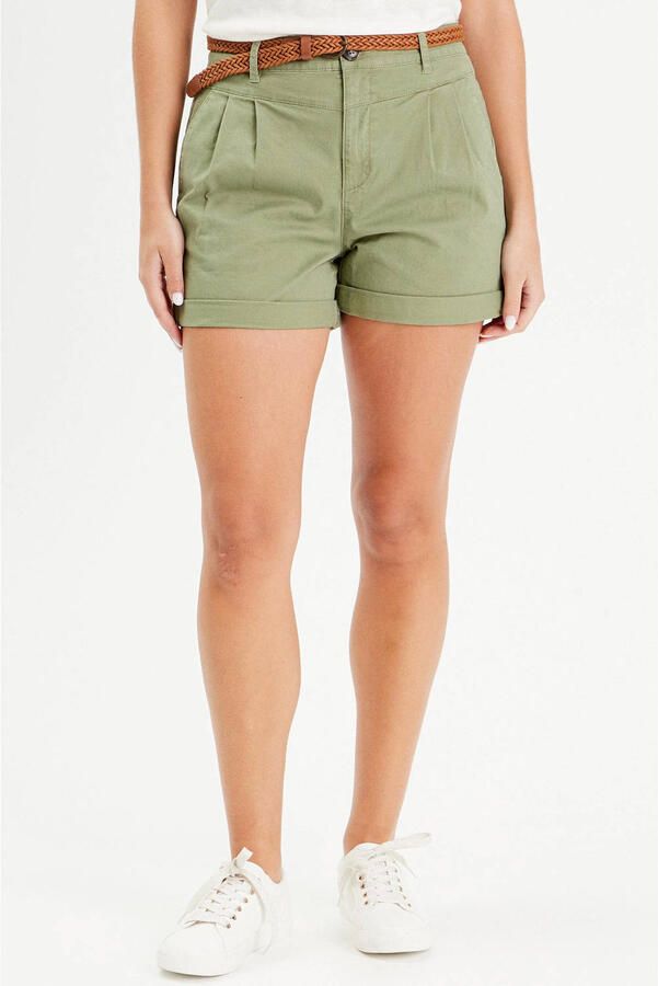 Cache high waist regular fit short groen - Foto 3