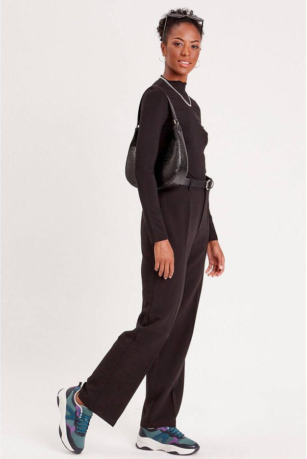 Cache high waist straight fit pantalon zwart