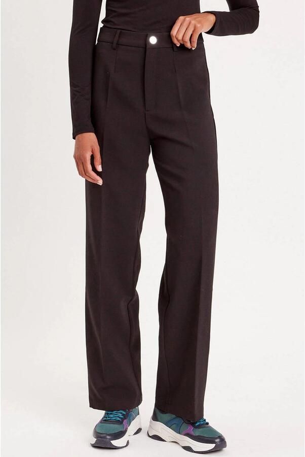 Cache high waist straight fit pantalon zwart - Foto 2