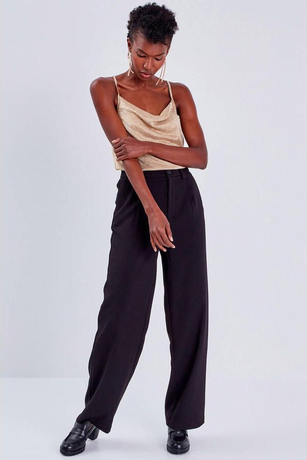 Cache high waist straight fit pantalon zwart - Foto 3