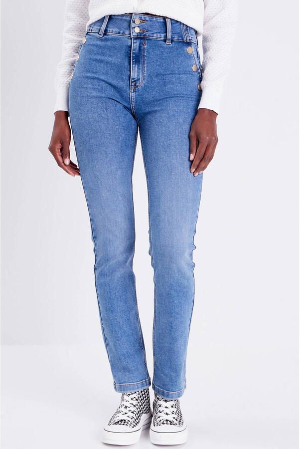 Cache high waist straight leg jeans denim double stone - Foto 3