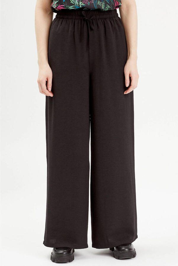 Cache high waist wide leg broek zwart