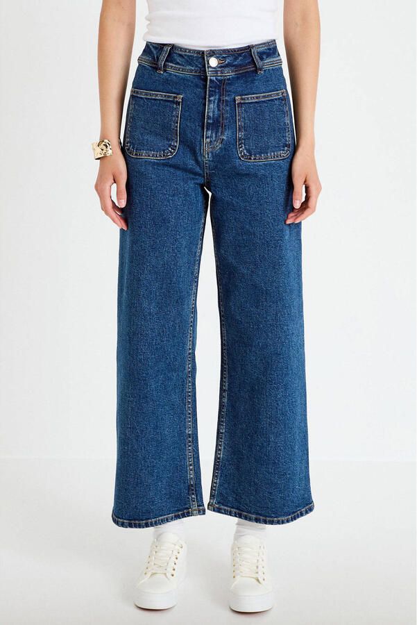 Cache high waist wide leg jeans donkerblauw