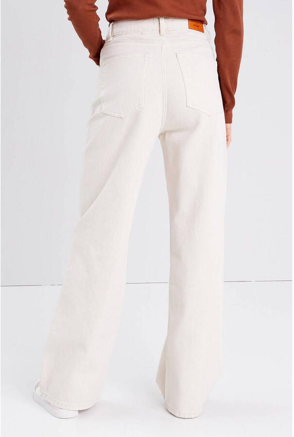 Cache high waist wide leg jeans ecru
