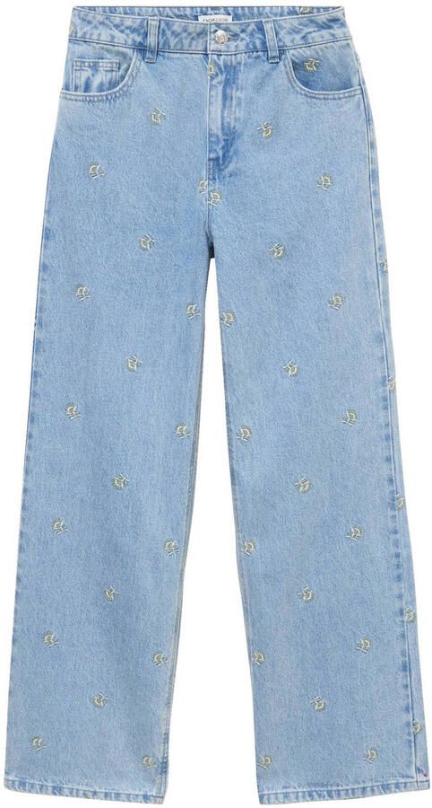Cache high waist wide leg jeans met borduursels lichtblauw - Foto 3