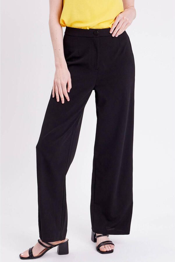 Cache high waist wide leg pantalon zwart