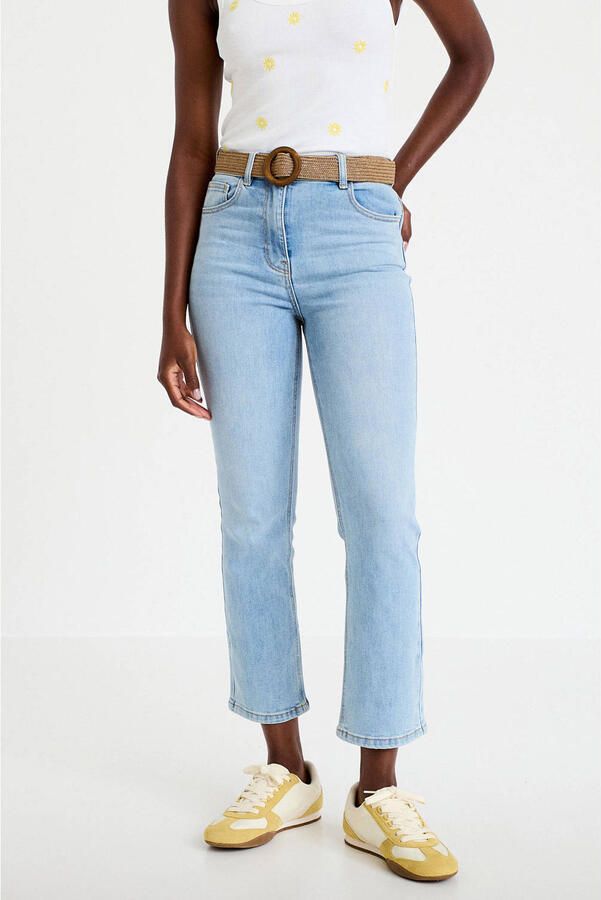 Cache high waist bootcut jeans light blue denim