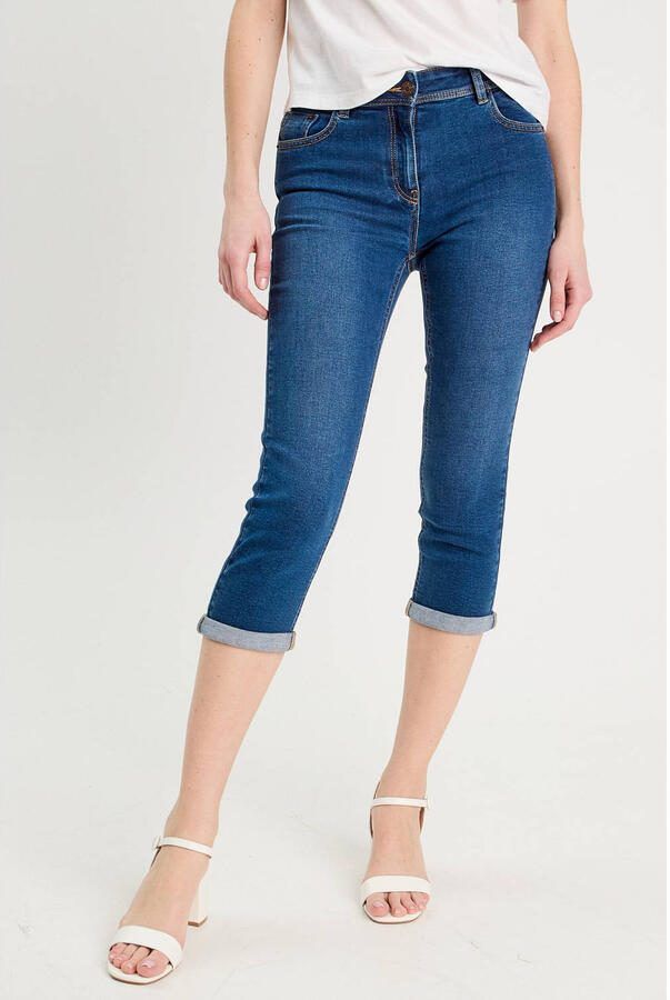 Cache high waist capri jeans dark blue denim