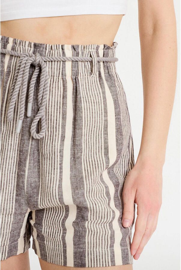 Cache high waist casual short met linnen grijs ecru - Foto 2