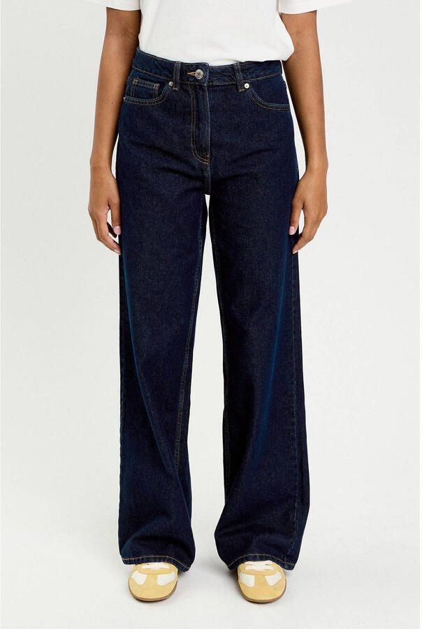 Cache high waist wide leg jeans dark blue