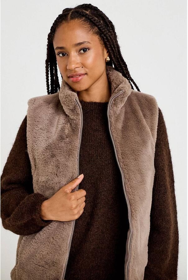 Cache imitatiebont bodywarmer taupe - Foto 3