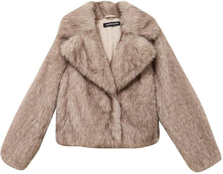 Cache imitatiebont faux fur jas taupe - Foto 2