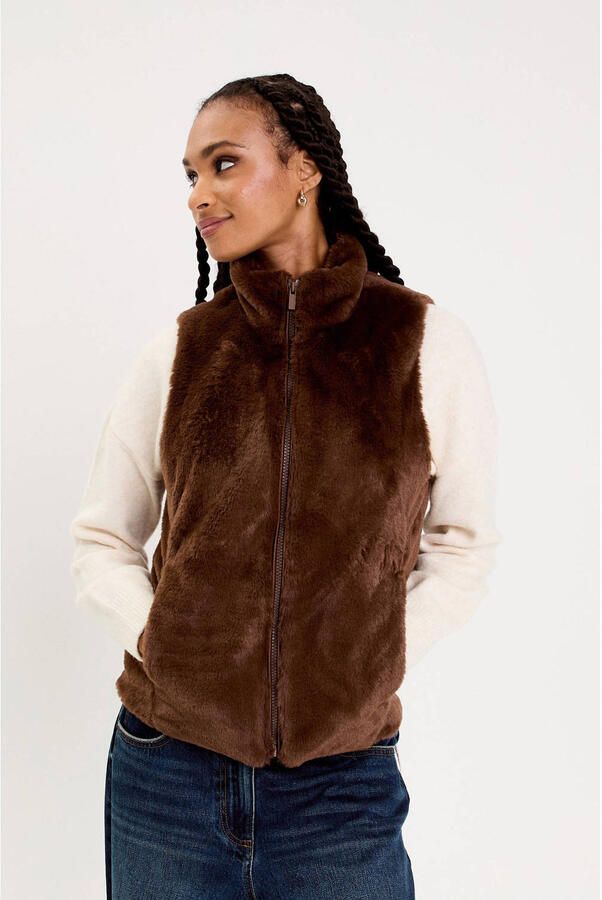 Cache imitatiebonten bodywarmer bruin - Foto 2