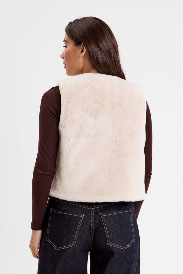 Cache imitatiebonten bodywarmer ecru - Foto 3