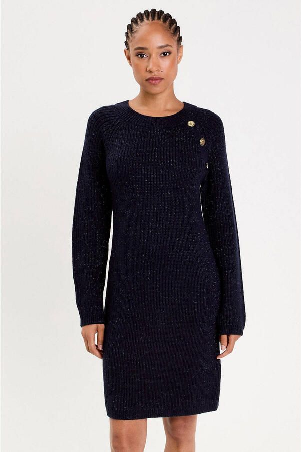 Cache jurk met glitter donkerblauw