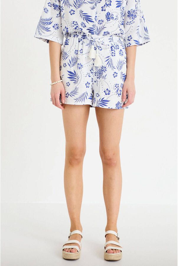 Cache katoenen gebloemde short wit