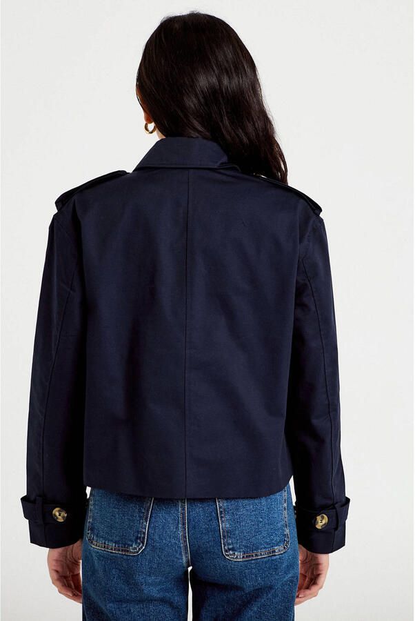Cache katoenen trenchcoat marineblauw - Foto 2