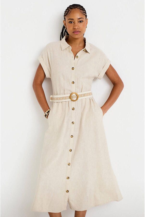 Cache linnen blousejurk beige