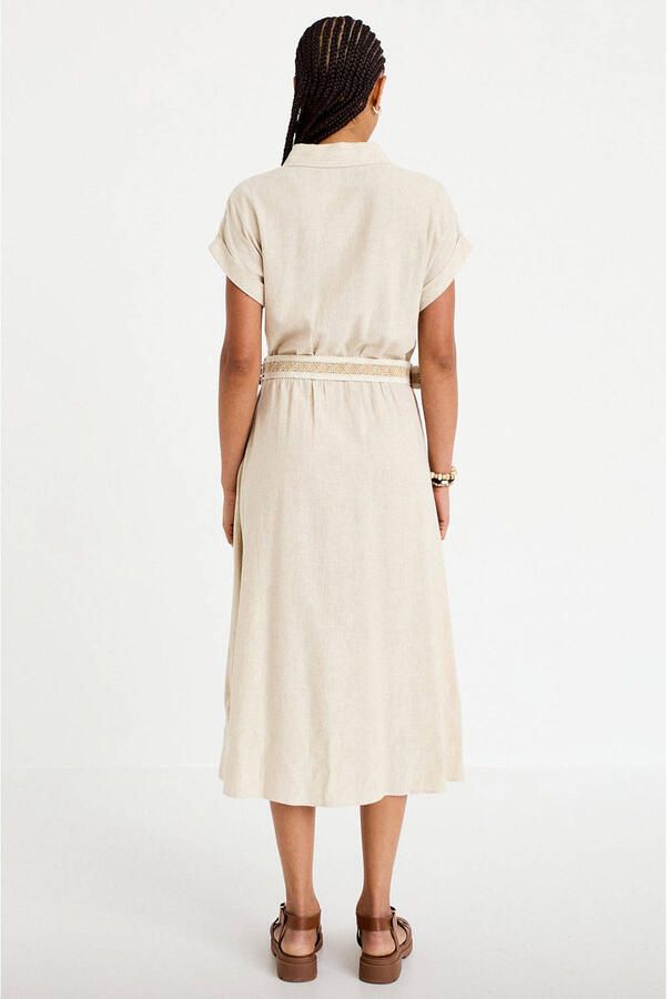 Cache linnen blousejurk beige - Foto 3