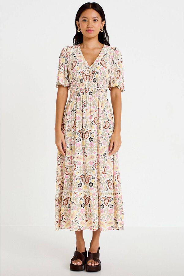 Cache maxi jurk met paisley ecru - Foto 3