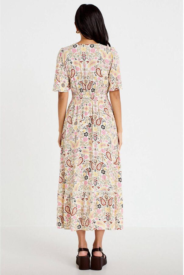 Cache maxi jurk met paisley ecru - Foto 2