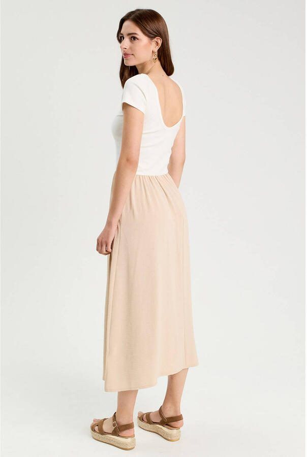 Cache midi jurk beige - Foto 2