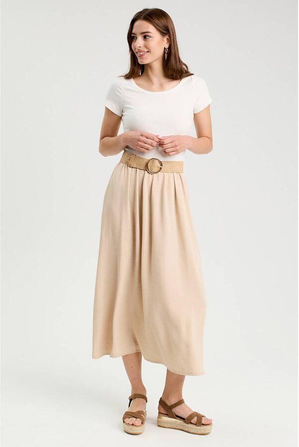 Cache midi jurk beige - Foto 3