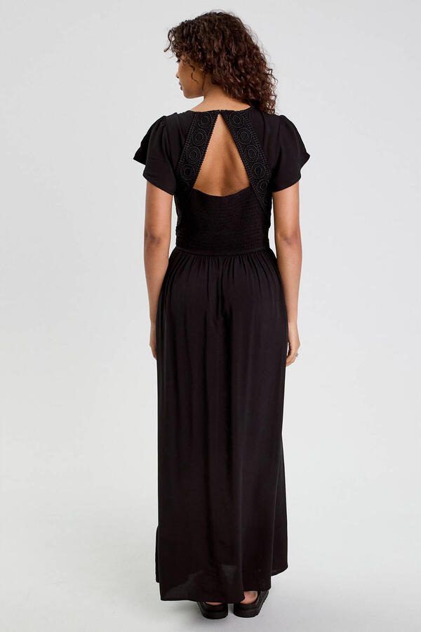 Cache midi jurk broderie zwart - Foto 2