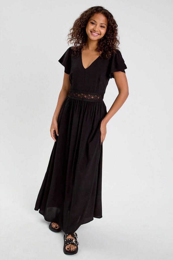 Cache midi jurk broderie zwart - Foto 3