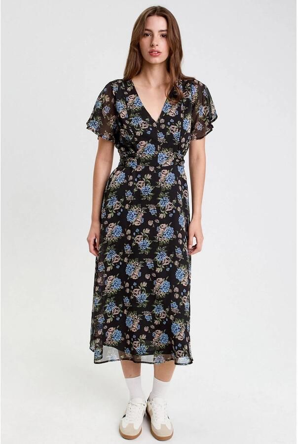 Cache midi jurk zwart