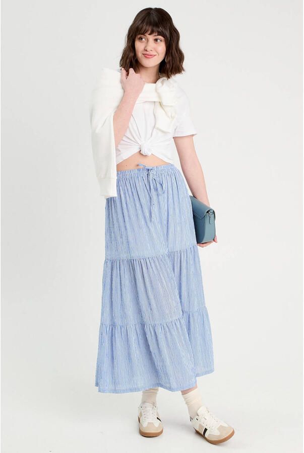 Cache midi rok blauw - Foto 2
