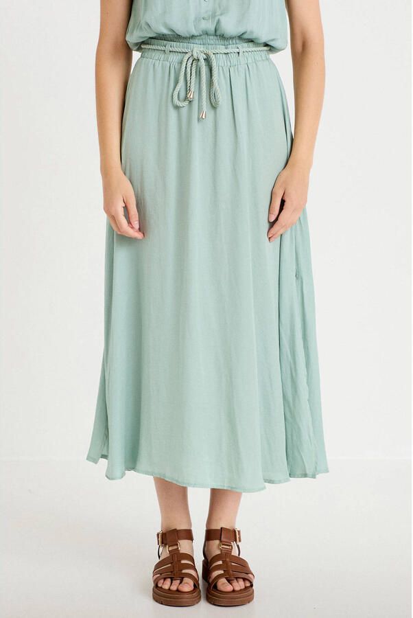 Cache midi rok met ceintuur turquoise