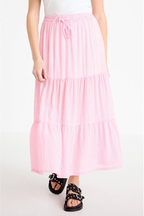 Cache midi rok met krijtstreep