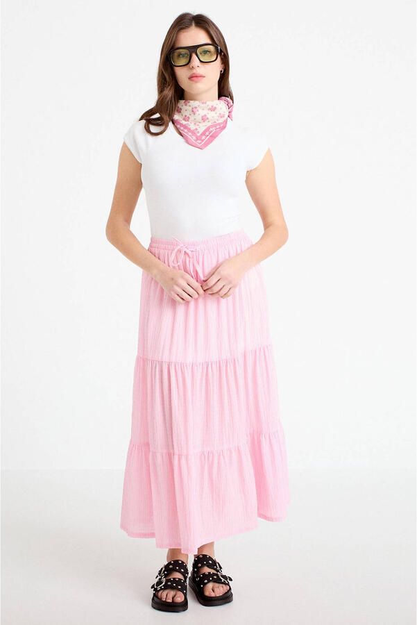 Cache midi rok met krijtstreep - Foto 3