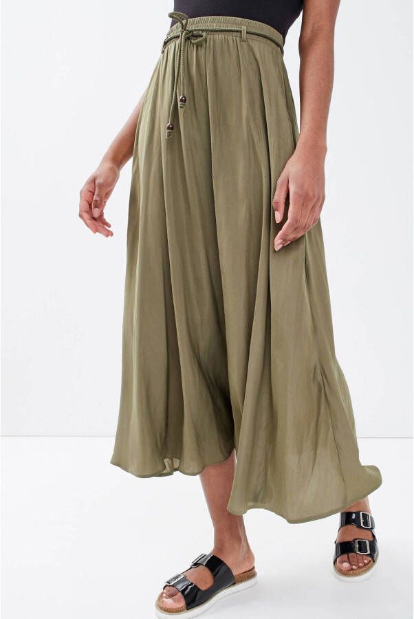 Cache midi rok met plooien groen