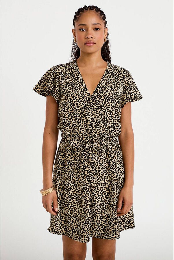 Cache mini jurk met ceintuur en panterprint bruin - Foto 2