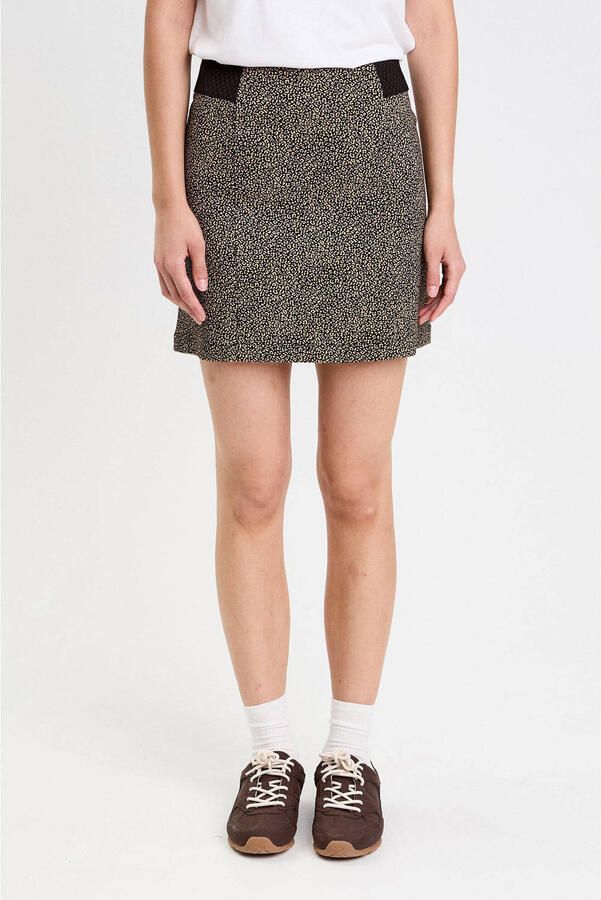 Cache mini rok met panterprint zwart