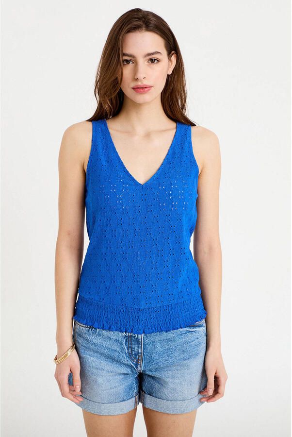 Cache mouwloze top blauw