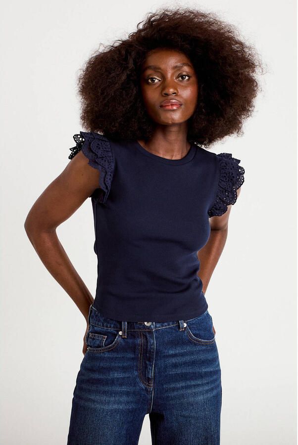 Cache mouwloze top broderie - Foto 2