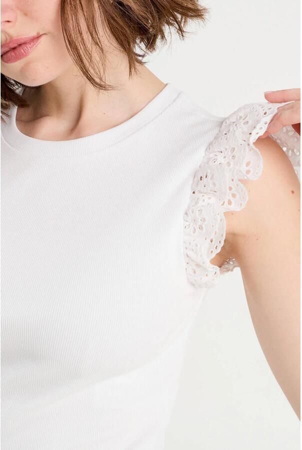 Cache mouwloze top wit broderie - Foto 2